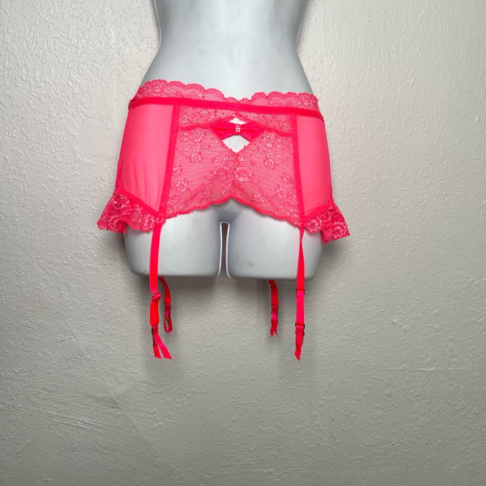 Victoria's Secret Neon Pink Lace Garter Belt